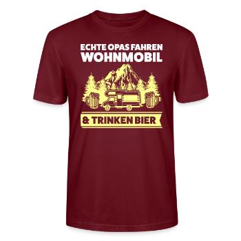 Camper Opa Camping Geschenk - Stanley/Stella Unisex Bio-T-Shirt CRAFTER - Burgunderrot - Vorne - Alina (178cm) & Michal (187cm)