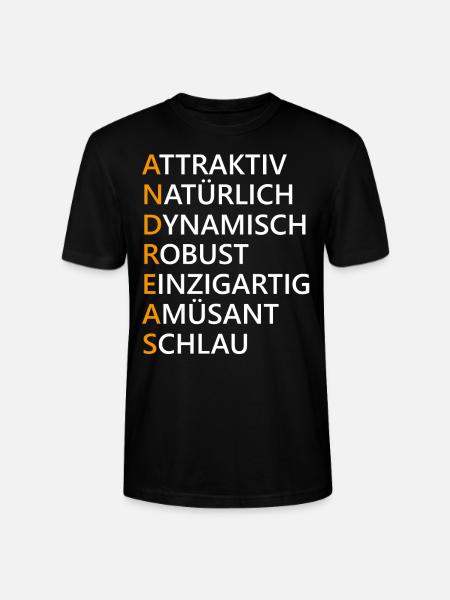 Andreas Name Geschenk - Stanley/Stella Unisex Bio-T-Shirt CRAFTER - Schwarz
