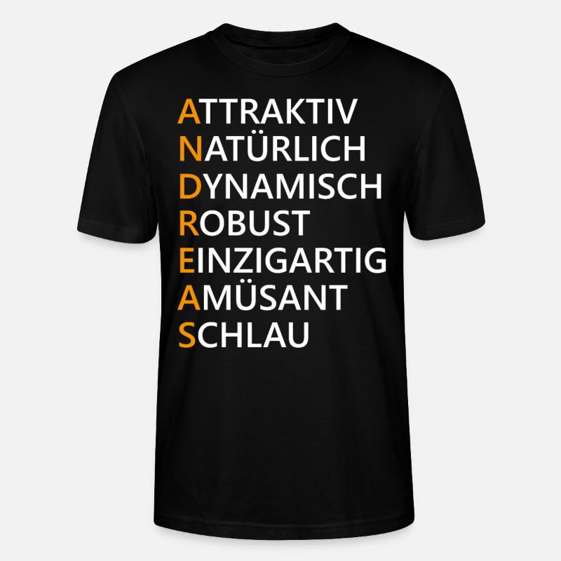 Andreas Name Geschenk - Stanley/Stella Unisex Bio-T-Shirt CRAFTER - Schwarz
