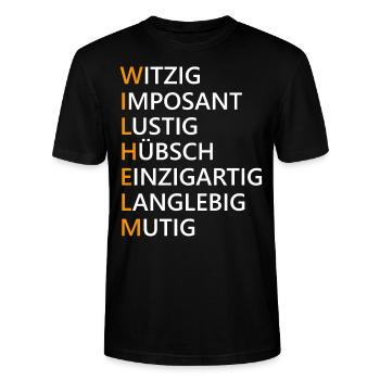 Wilhelm Name Geschenk - Stanley/Stella Unisex Bio-T-Shirt CRAFTER - Schwarz - Vorne - Alina (178cm) & Michal (187cm)