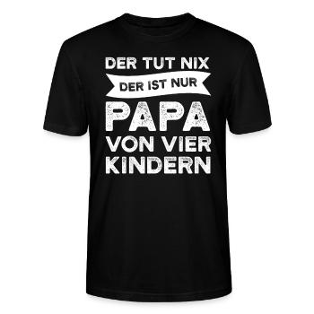 Papa 4 Kinder Vater Geschenk - Stanley/Stella Unisex Bio-T-Shirt CRAFTER - Schwarz - Vorne - Alina (178cm) & Michal (187cm)