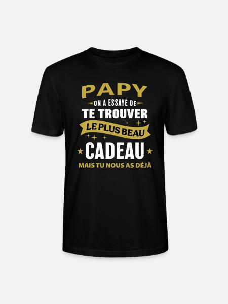 Papy le plus beau cadeau c'est nous cadeau papi - T-shirt bio CRAFTER Stanley Stella Unisexe - noir