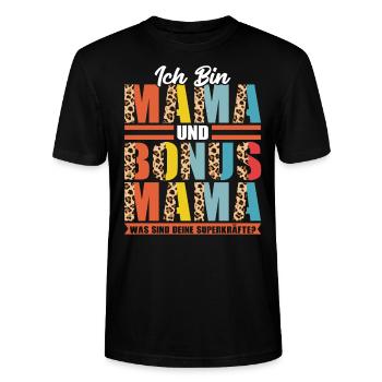 Mama Bonus Mama Mutter Geschenk - Stanley/Stella Unisex Bio-T-Shirt CRAFTER - Schwarz - Vorne - Alina (178cm) & Michal (187cm)