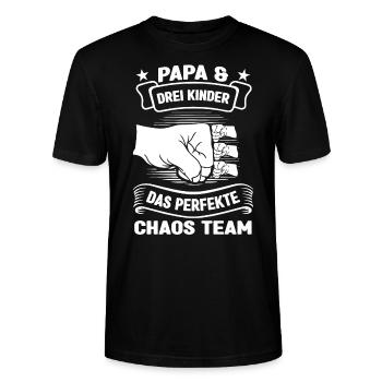 Papa 3 Kinder Papa & 3 Kinder Geschenk - Stanley/Stella Unisex Bio-T-Shirt CRAFTER - Schwarz - Vorne - Alina (178cm) & Michal (187cm)