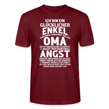 Enkel & Oma Familie Enkel Geschenk - Stanley/Stella Unisex Bio-T-Shirt CRAFTER - Burgunderrot - Vorne - Alina (178cm) & Michal (187cm)