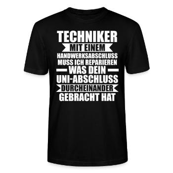 Techniker Beruf Beruf Geschenk - Stanley/Stella Unisex Bio-T-Shirt CRAFTER - Schwarz - Vorne - Alina (178cm) & Michal (187cm)