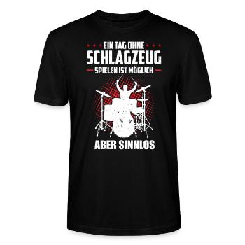 Schlagzeug Musiker Schlagzeuger Geschenk - Stanley/Stella Unisex Bio-T-Shirt CRAFTER - Schwarz - Vorne - Alina (178cm) & Michal (187cm)