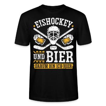 Eishockey Team Bier Trinken Eishockeyspieler - Stanley/Stella Unisex Bio-T-Shirt CRAFTER - Schwarz - Vorne - Alina (178cm) & Michal (187cm)