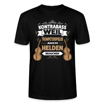 Kontrabass Musiker Kontrabass Spieler Geschenk - Stanley/Stella Unisex Bio-T-Shirt CRAFTER - Schwarz - Vorne - Alina (178cm) & Michal (187cm)