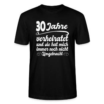 30 Jahre Ehe Ehefrau Perlenhochzeit Geschenk - Stanley/Stella Unisex Bio-T-Shirt CRAFTER - Schwarz - Vorne - Alina (178cm) & Michal (187cm)