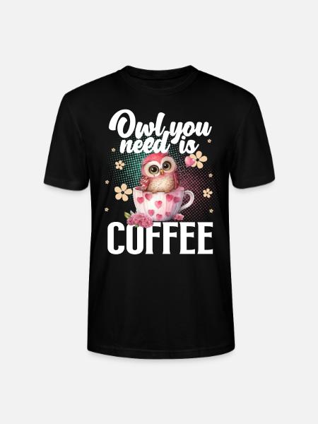 Eule Kaffee - Stanley/Stella Unisex Bio-T-Shirt CRAFTER - Schwarz