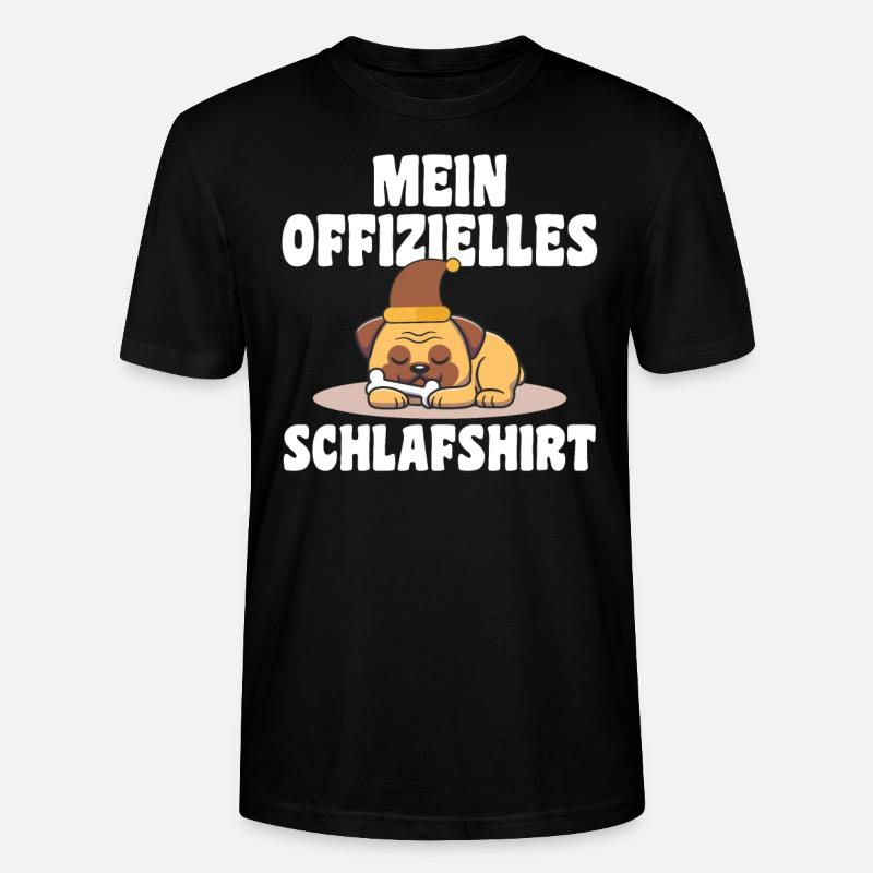 Schlafanzug Mops Nachthemd Geschenk - Stanley/Stella Unisex Bio-T-Shirt CRAFTER - Schwarz