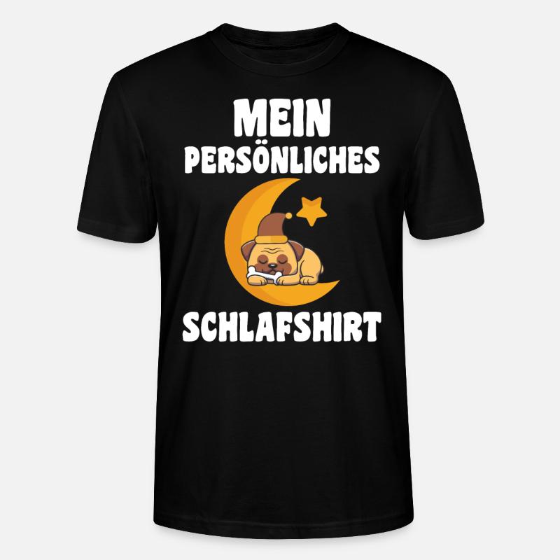 Schlafanzug Mops Pyjama Geschenk - Stanley/Stella Unisex Bio-T-Shirt CRAFTER - Schwarz