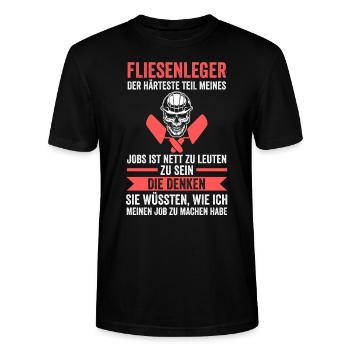 Fliesenleger Beruf Fliesen Geschenk - Stanley/Stella Unisex Bio-T-Shirt CRAFTER - Schwarz - Vorne - Alina (178cm) & Michal (187cm)