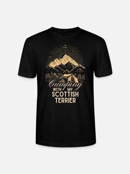 Scottish Terrier Camping - Stanley/Stella CRAFTER Unisex Organic T-Shirt - black