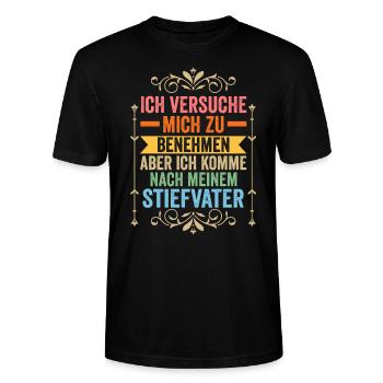 Stiefvater Familie Stiefpapa Geschenk - Stanley/Stella Unisex Bio-T-Shirt CRAFTER - Schwarz - Vorne - Alina (178cm) & Michal (187cm)