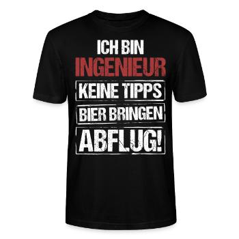 Ich bin Ingenieur - Bier bringen und Abflug - Stanley/Stella Unisex Bio-T-Shirt CRAFTER - Schwarz - Vorne - Alina (178cm) & Michal (187cm)