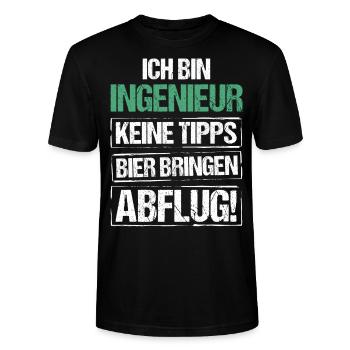 Ich bin Ingenieur - Bier bringen und Abflug - Stanley/Stella Unisex Bio-T-Shirt CRAFTER - Schwarz - Vorne - Alina (178cm) & Michal (187cm)