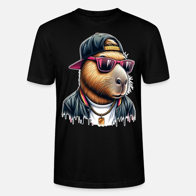 Capybara Cap Sonnebrille Cool - Stanley/Stella Unisex Bio-T-Shirt CRAFTER - Schwarz