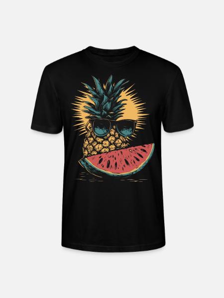 Pineapple and watermelon - Stanley/Stella CRAFTER Unisex Organic T-Shirt - black