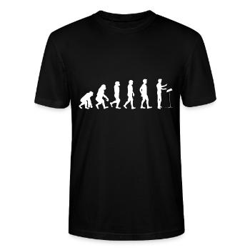 évolution chef d'orchestre Idée cadeau - Darwin - T-shirt bio CRAFTER Stanley Stella Unisexe - noir - Devant - Alina (178cm) & Michal (187cm)