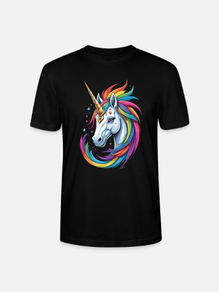 Buntes Einhorn - Stanley/Stella Unisex Bio-T-Shirt CRAFTER - Schwarz
