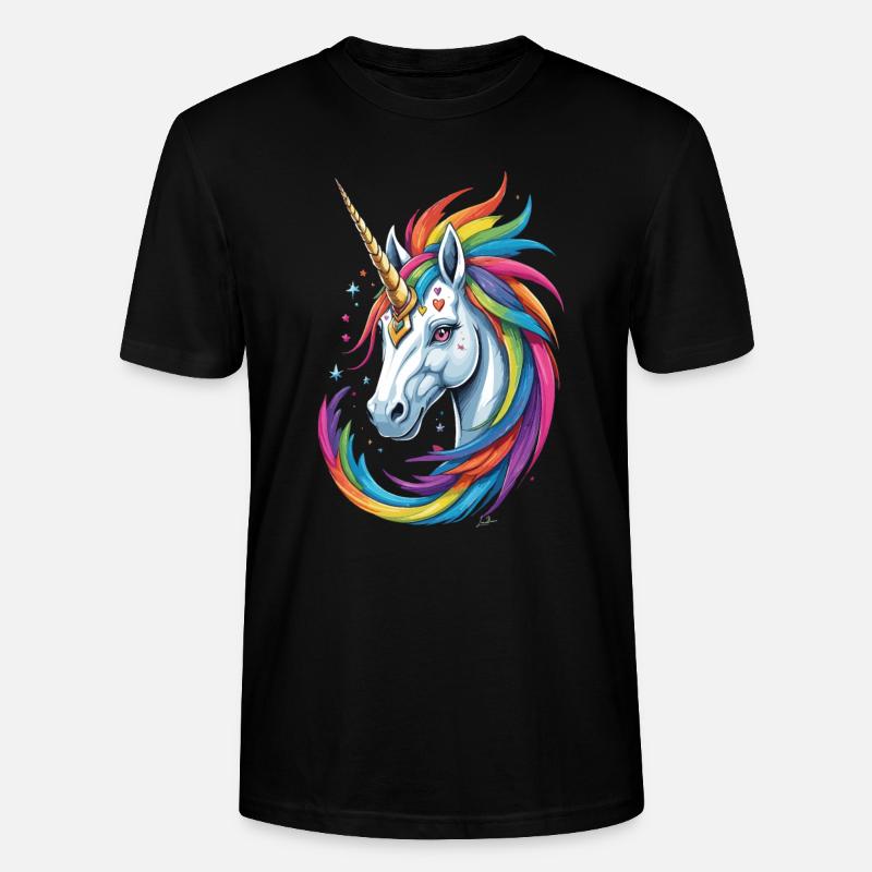 Buntes Einhorn - Stanley/Stella Unisex Bio-T-Shirt CRAFTER - Schwarz