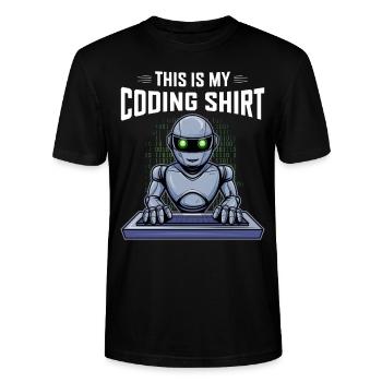 Coding Roboter | Programmierer Entwickler Geschenk - Stanley/Stella Unisex Bio-T-Shirt CRAFTER - Schwarz - Vorne - Alina (178cm) & Michal (187cm)
