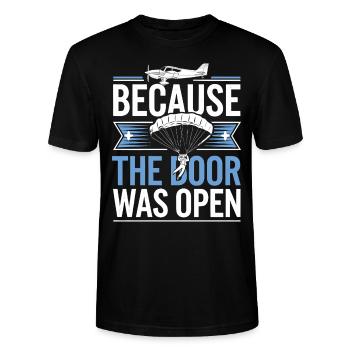 Because the door was open | Fallschirmspringen - Stanley/Stella Unisex Bio-T-Shirt CRAFTER - Schwarz - Vorne - Alina (178cm) & Michal (187cm)