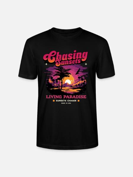 Sunset Paradise Statement Retro - Stanley/Stella CRAFTER Unisex Organic T-Shirt - black