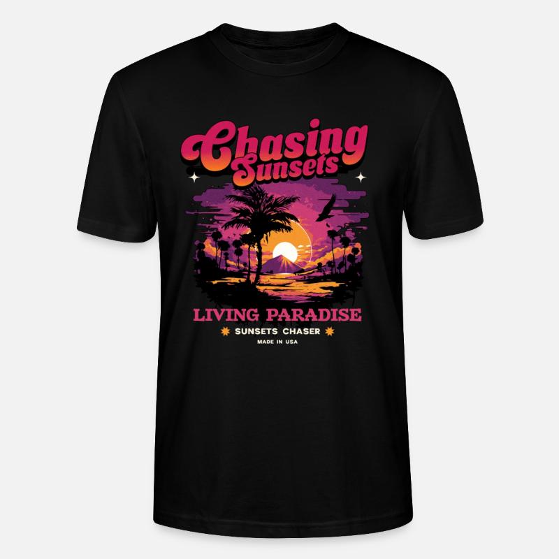 Sunset Paradise Déclaration Rétro - T-shirt bio CRAFTER Stanley Stella Unisexe - noir