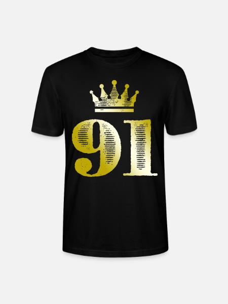 91 Number Crown Gold - Stanley/Stella CRAFTER Unisex Organic T-Shirt - black