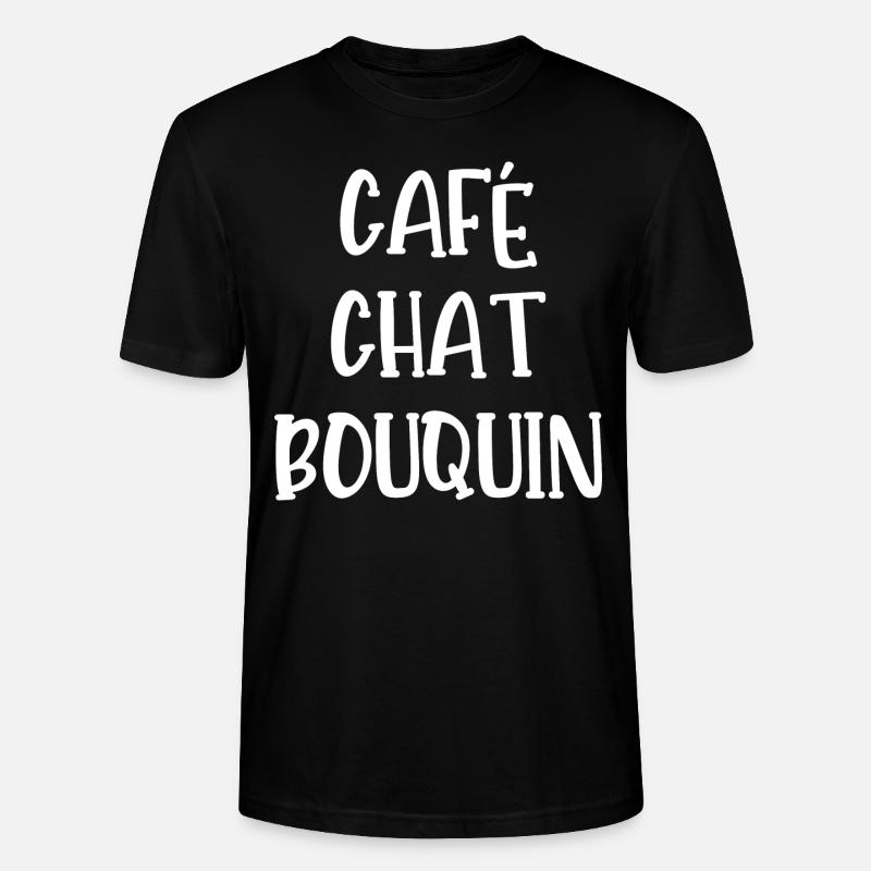 café chat bouquin - T-shirt bio CRAFTER Stanley Stella Unisexe - noir