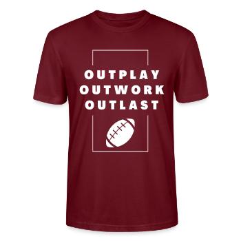 Rugby : Outwork. Déjouer. Survivre. - T-shirt bio CRAFTER Stanley Stella Unisexe - bordeaux - Devant - Alina (178cm) & Michal (187cm)
