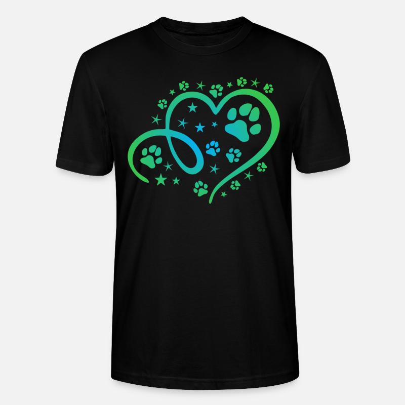 Herz mit Pfötchen und Sternen - Stanley/Stella Unisex Bio-T-Shirt CRAFTER - Schwarz