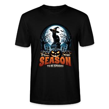Scaredy Cat No Treats Just Halloween Tricks - Stanley/Stella CRAFTER Unisex Organic T-Shirt - black - Front - Alina (178cm) & Michal (187cm)