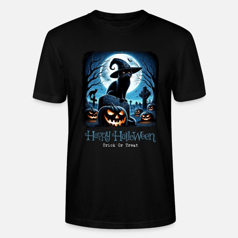 Joyeux Halloween, chat effrayé - T-shirt bio CRAFTER Stanley Stella Unisexe - noir