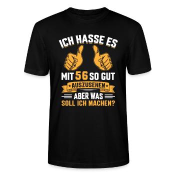 56. Geburtstag Mann Frau 56 Jahre - Stanley/Stella Unisex Bio-T-Shirt CRAFTER - Schwarz - Vorne - Alina (178cm) & Michal (187cm)