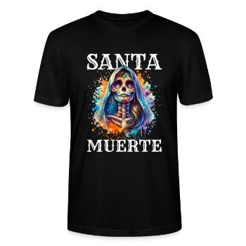 Santa Muerte für Karnival, Halloween und Día de - Stanley/Stella Unisex Bio-T-Shirt CRAFTER - Schwarz - Vorne - Alina (178cm) & Michal (187cm)
