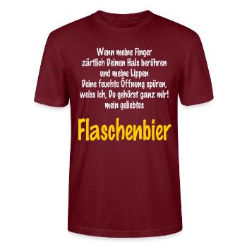 Flaschenbier ...wenn meine Finger - RAHMENLOS - Stanley/Stella Unisex Bio-T-Shirt CRAFTER - Burgunderrot - Vorne - Alina (178cm) & Michal (187cm)