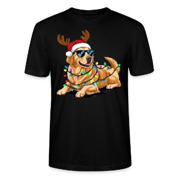 Golden Retriever Weihnachten - Stanley/Stella Unisex Bio-T-Shirt CRAFTER - Schwarz - Vorne - Alina (178cm) & Michal (187cm)