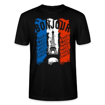 drapeau de la France - T-shirt bio CRAFTER Stanley Stella Unisexe - noir - Devant - Alina (178cm) & Michal (187cm)
