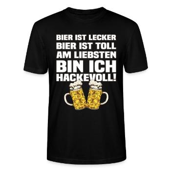 Bier Ist Lecker Bier Ist Toll Lustiger Bier Spruch - Stanley/Stella Unisex Bio-T-Shirt CRAFTER - Schwarz - Vorne - Alina (178cm) & Michal (187cm)