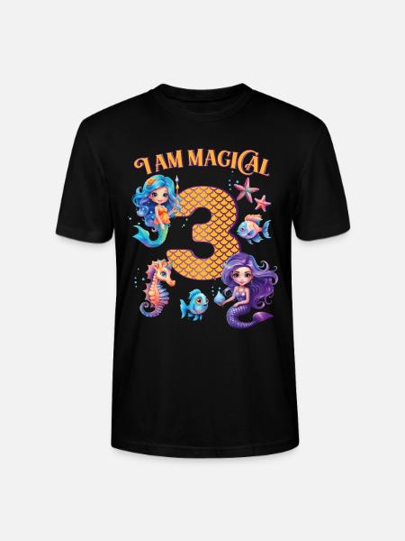 Mermaid Birthday 3 years - Stanley/Stella CRAFTER Unisex Organic T-Shirt - black