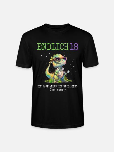 Endlich 18 Dino - Stanley/Stella Unisex Bio-T-Shirt CRAFTER - Schwarz