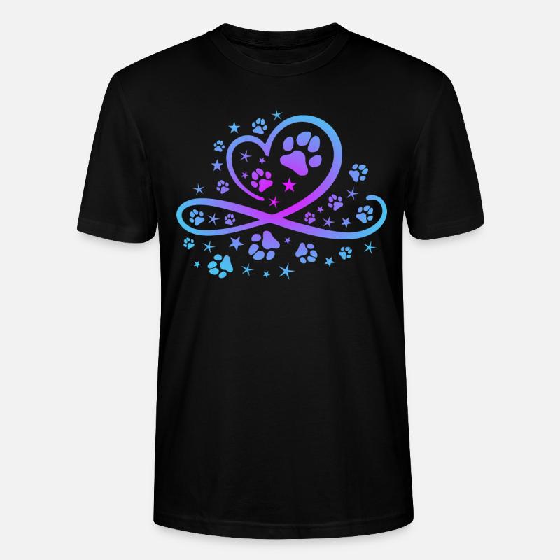 Herz mit Pfötchen und Sternen - Stanley/Stella Unisex Bio-T-Shirt CRAFTER - Schwarz