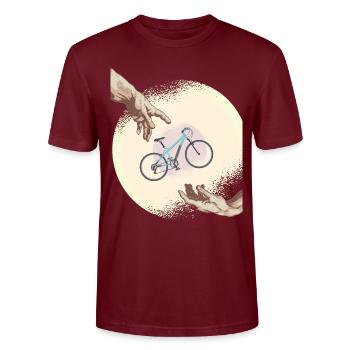 Creation of Bicycle - Stanley/Stella CRAFTER Unisex Organic T-Shirt - burgundy - Front - Alina (178cm) & Michal (187cm)