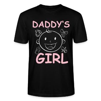 Papa Girl Girl Girl Girl Daughter Fathers Day - T-shirt bio CRAFTER Stanley Stella Unisexe - noir - Devant - Alina (178cm) & Michal (187cm)