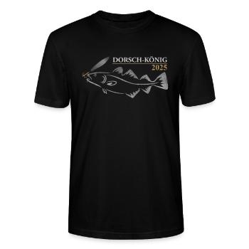 Dorschkönig 2025 - Stanley/Stella Unisex Bio-T-Shirt CRAFTER - Schwarz - Vorne - Alina (178cm) & Michal (187cm)