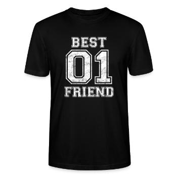 Freundschaft Freunde - Stanley/Stella Unisex Bio-T-Shirt CRAFTER - Schwarz - Vorne - Alina (178cm) & Michal (187cm)